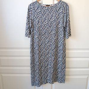 J. Jill Wearever Collection Women's Blue Chevron Print Midi Dress Size M